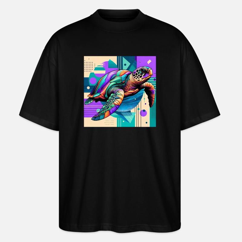 Schildkröte - Stanley/Stella Oversized Unisex Bio T-Shirt Blaster 2.0 - Schwarz