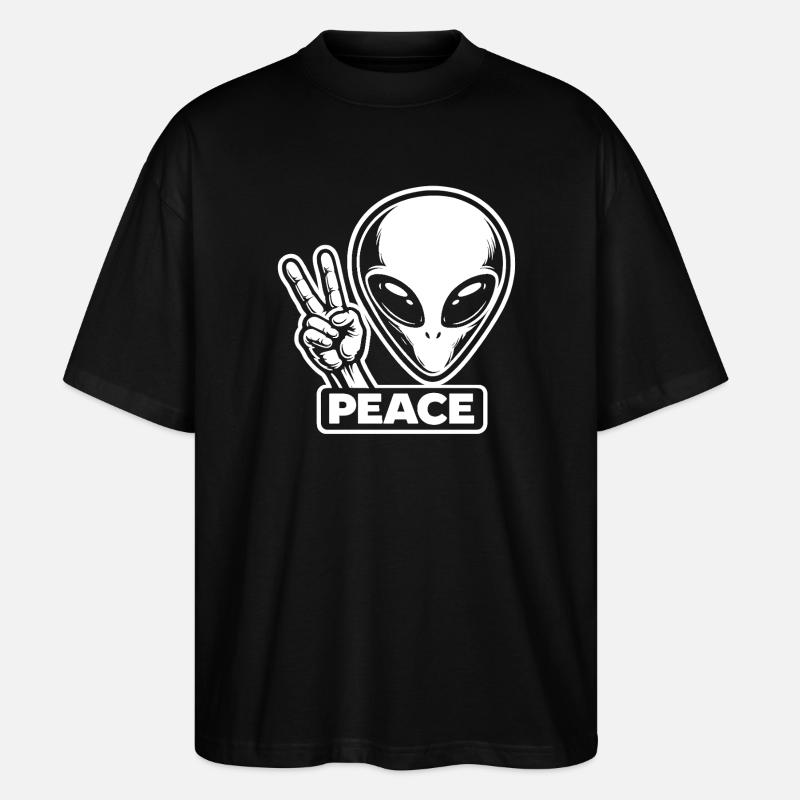 Alien Peace Peace on Earth - Stanley/Stella Oversized Unisex Organic T-shirt Blaster 2.0 - black