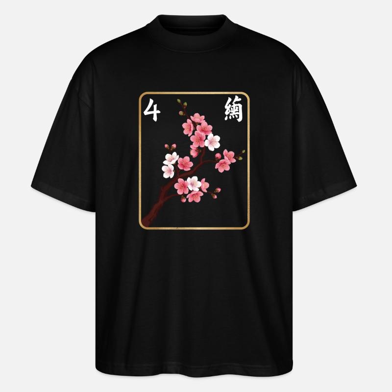 Mahjong-Blumenfliese 4 - Stanley/Stella Oversized Unisex Bio T-Shirt Blaster 2.0 - Schwarz