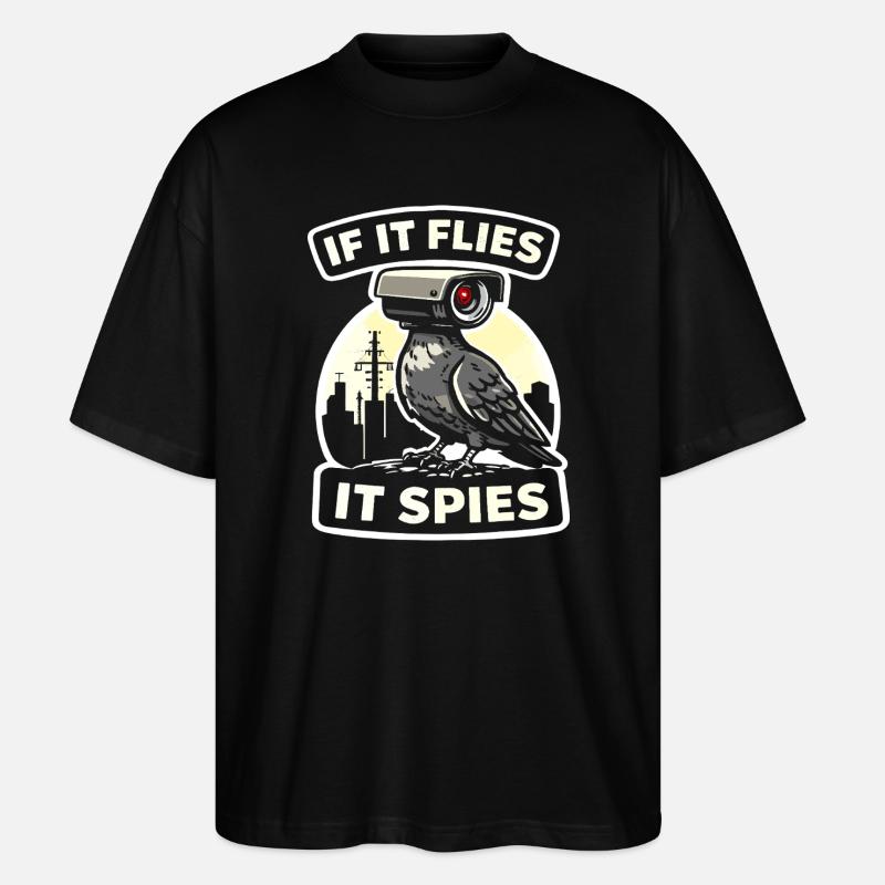 Raven with Camera Spy Design - Stanley/Stella Oversized Unisex Organic T-shirt Blaster 2.0 - black