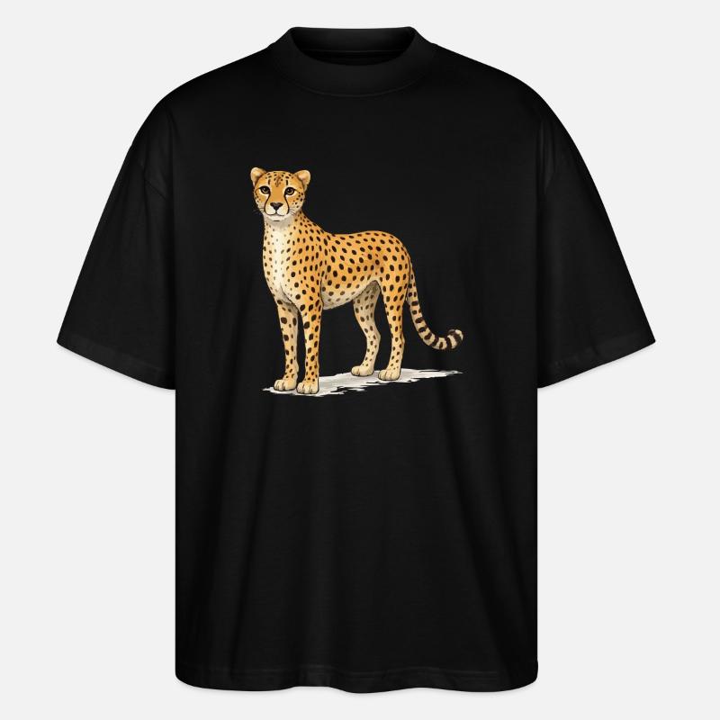 Illustration de bande dessinée guépard - T-shirt bio Blaster 2.0 coupe oversize Stanley/Stella Unisexe - noir