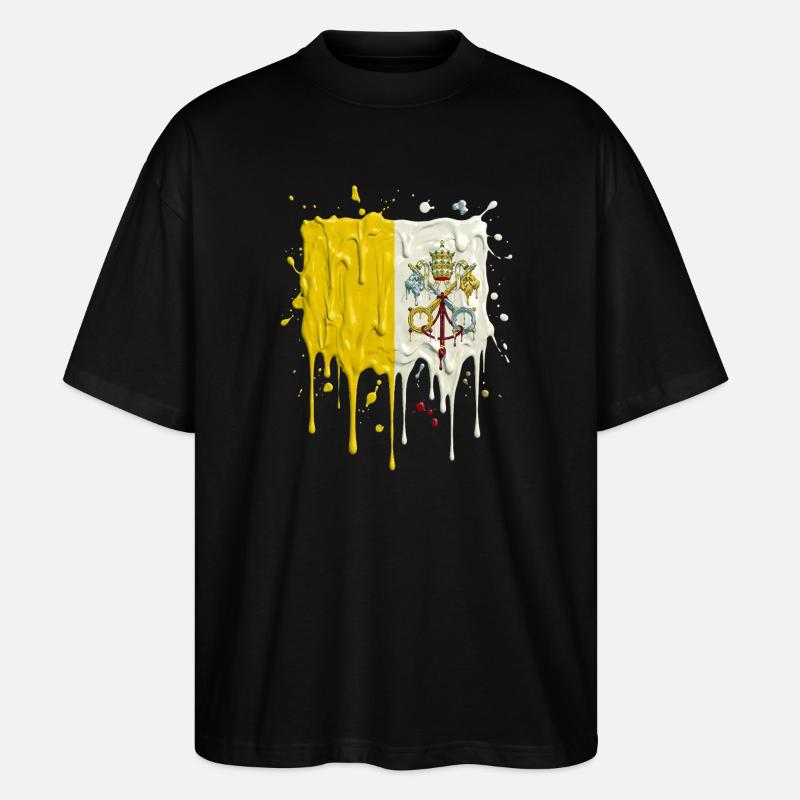 Vatikans Gelb-Weiß Farbsplit - Stanley/Stella Oversized Unisex Bio T-Shirt Blaster 2.0 - Schwarz