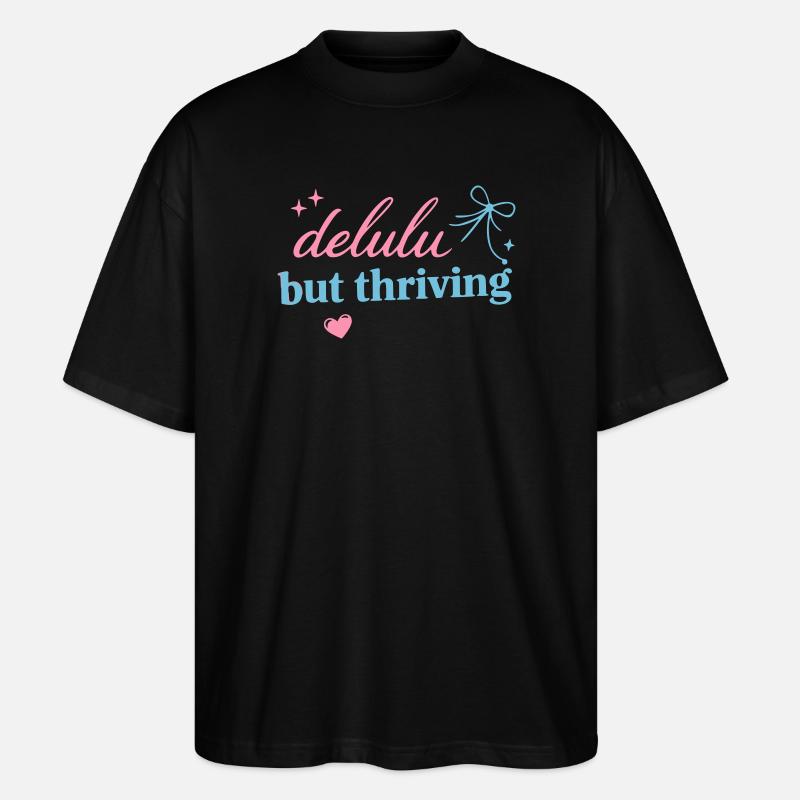 Delhu Thriving Script Logo - Stanley/Stella Oversized Unisex Organic T-shirt Blaster 2.0 - black