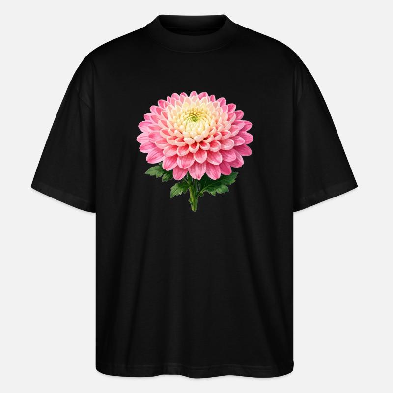 Fleur de chrysanthème rose - T-shirt bio Blaster 2.0 coupe oversize Stanley/Stella Unisexe - noir