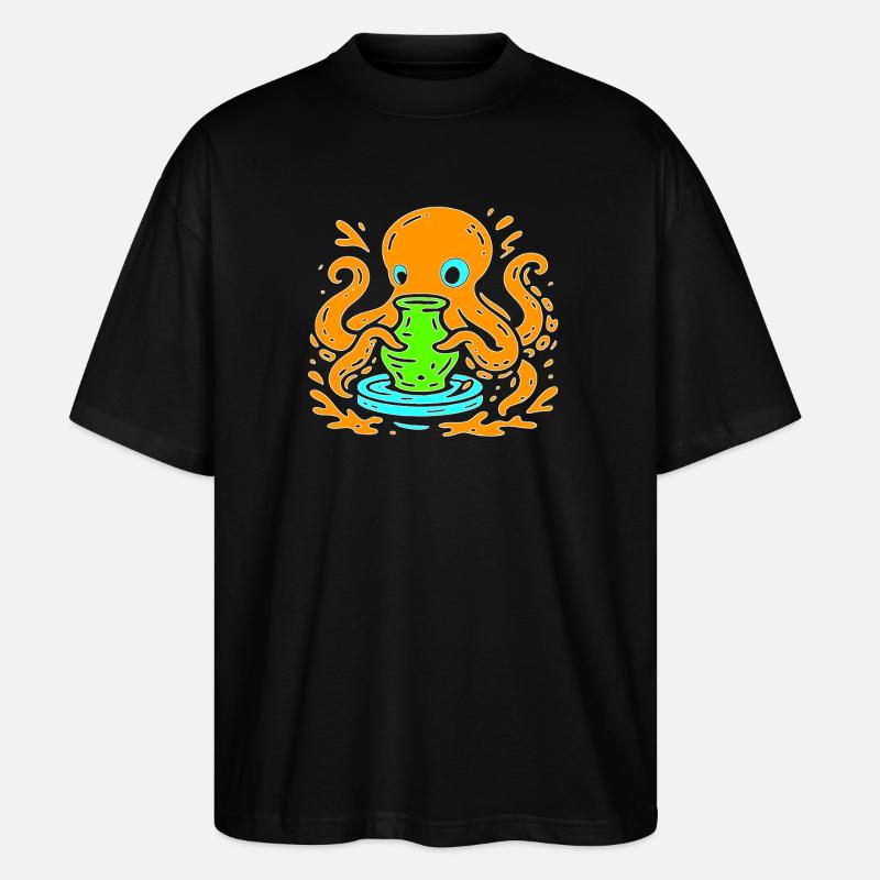 Pop Art orange avec vase - T-shirt bio Blaster 2.0 coupe oversize Stanley/Stella Unisexe - noir