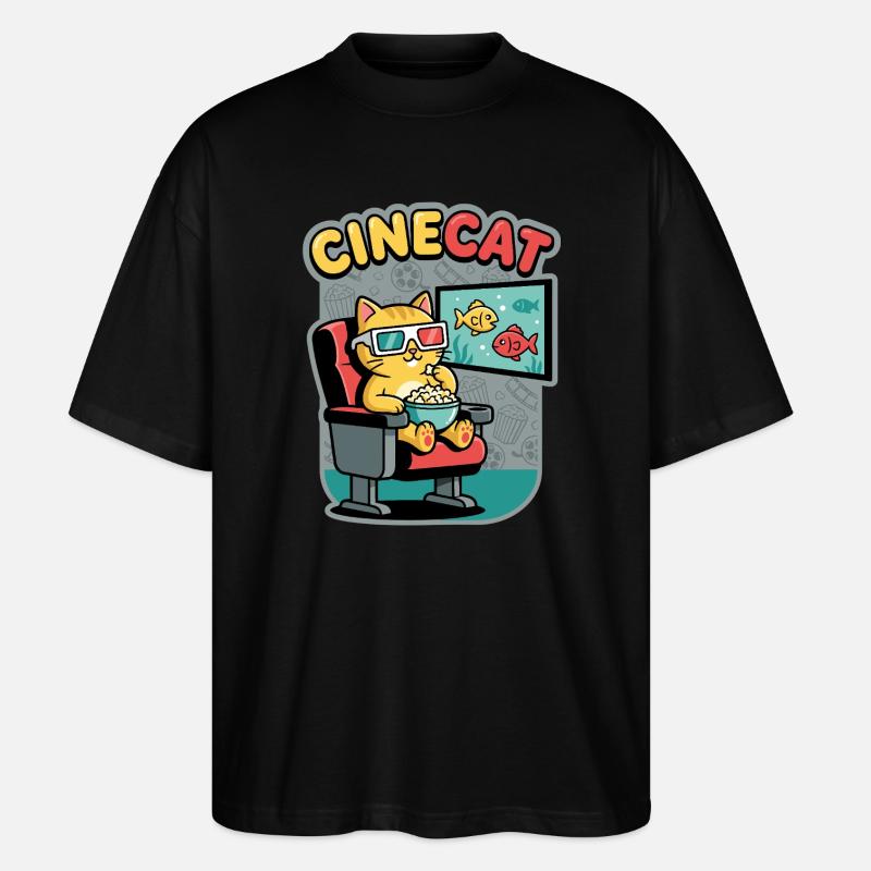 CineKat Kino-Katze Popcorn - Stanley/Stella Oversized Unisex Bio T-Shirt Blaster 2.0 - Schwarz
