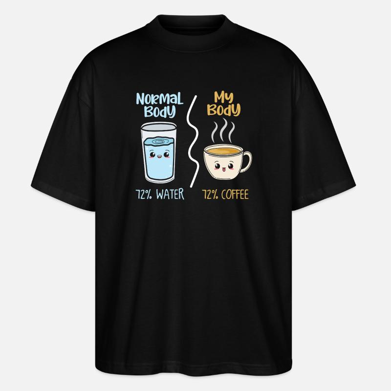 Café vs eau 72 % - T-shirt bio Blaster 2.0 coupe oversize Stanley/Stella Unisexe - noir