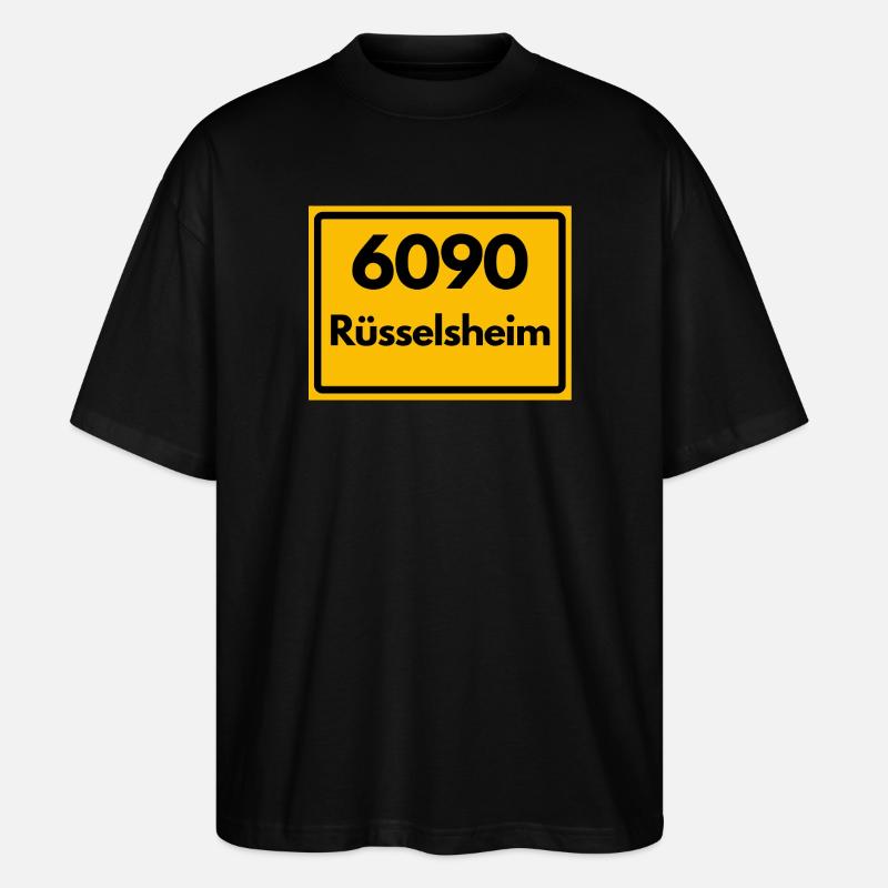 ALTE POSTLEITZAHL PLZ RETRO 6090 RÜSSELSHEIM  - Stanley/Stella Oversized Unisex Bio T-Shirt Blaster 2.0 - Schwarz