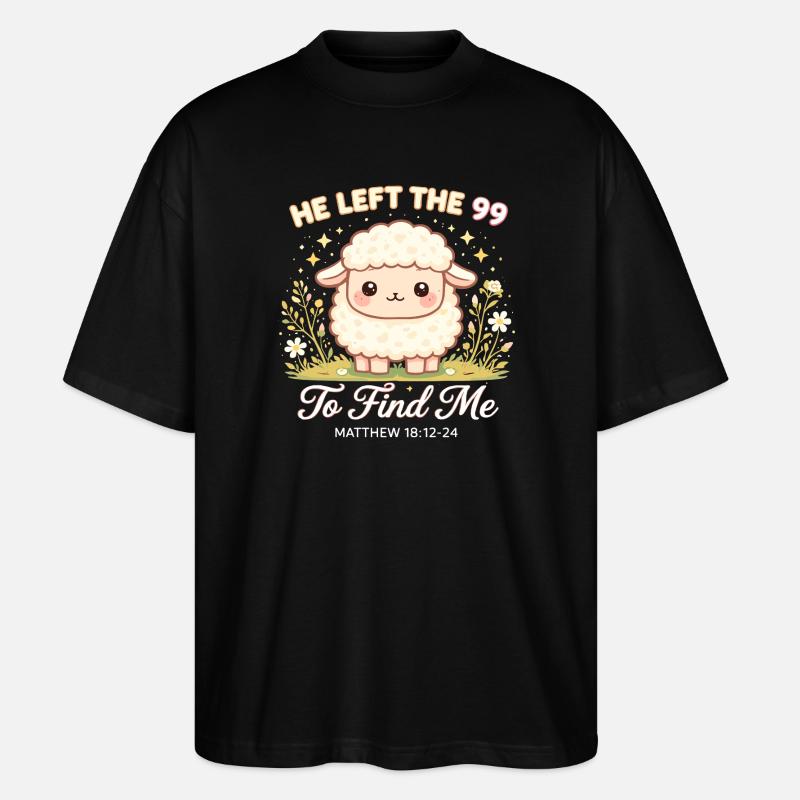 Lammmotiv: Er suchte mich Bibelvers Schaf - Stanley/Stella Oversized Unisex Bio T-Shirt Blaster 2.0 - Schwarz
