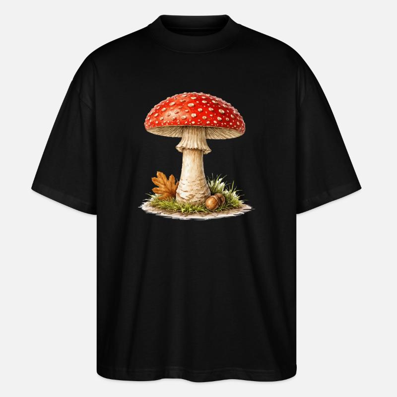 Toadstool Autumn Dream - Stanley/Stella Oversized Unisex Organic T-shirt Blaster 2.0 - black