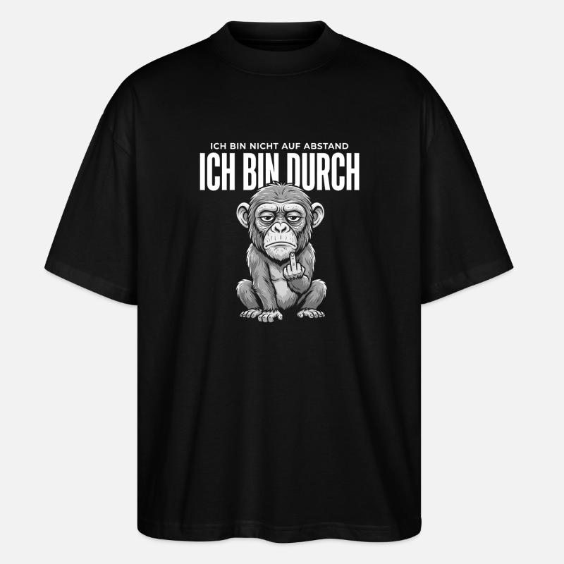 Affe Mittelfinger – Ich bin durch - Stanley/Stella Oversized Unisex Bio T-Shirt Blaster 2.0 - Schwarz