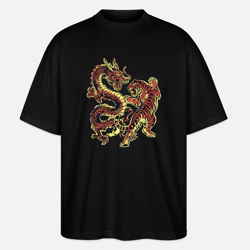 Dragon et Chinois Tigre - T-shirt bio Blaster 2.0 coupe oversize Stanley/Stella Unisexe - noir