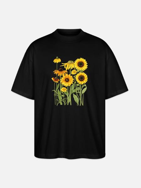 Yellow Sunflowers Flowers Sunflower Graphics - Stanley/Stella Oversized Unisex Organic T-shirt Blaster 2.0 - black