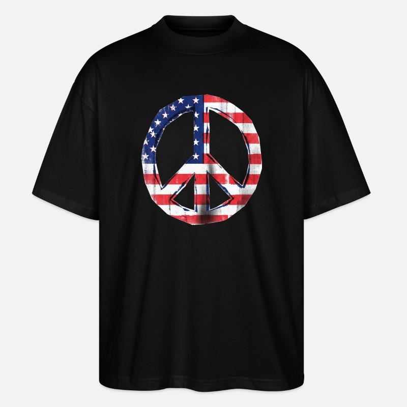 Peace USA Flagge - Stanley/Stella Oversized Unisex Bio T-Shirt Blaster 2.0 - Schwarz