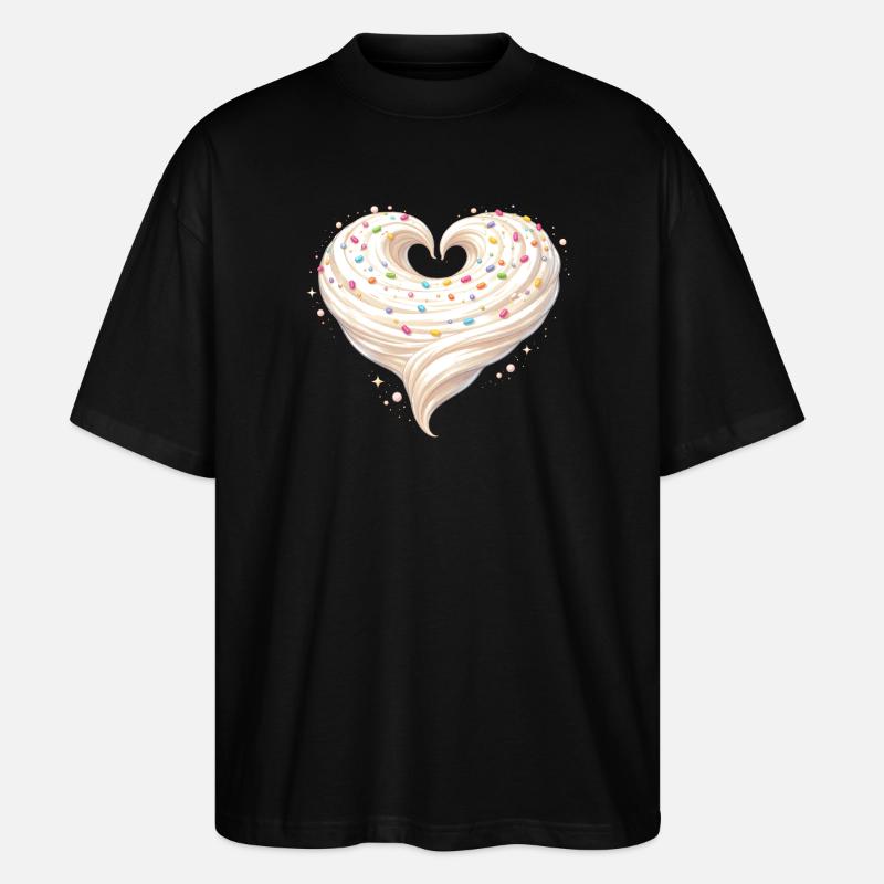 Flødehjerte bagesødt design - Stanley/Stella Oversize Unisex Øko T-shirt Blaster 2.0 - sort