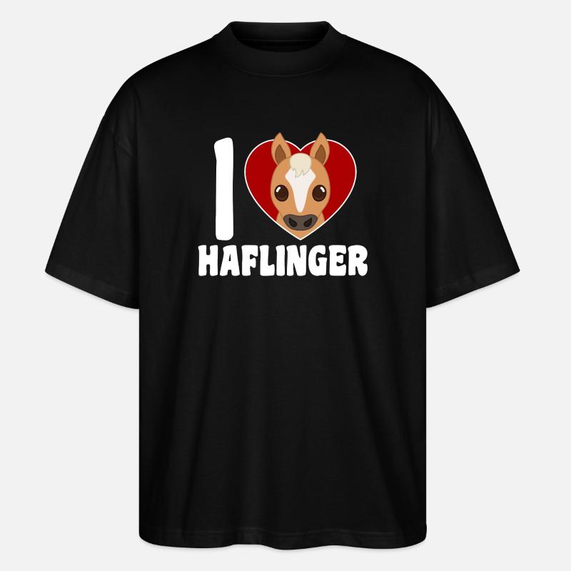 Ich liebe Haflinger - Herz - Stanley/Stella Oversized Unisex Bio T-Shirt Blaster 2.0 - Schwarz