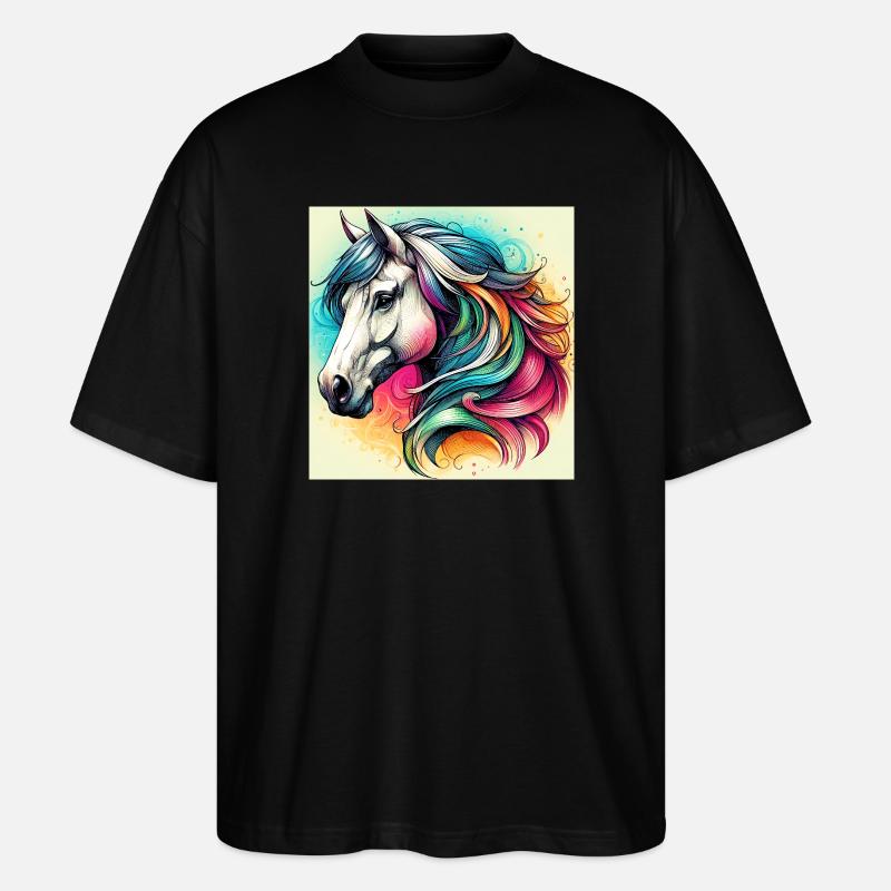 Pferd - Stanley/Stella Oversized Unisex Bio T-Shirt Blaster 2.0 - Schwarz