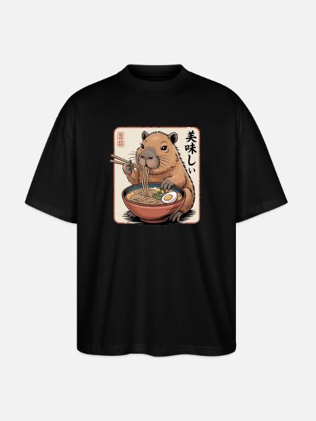 Ramen Capybara Delicacy - Stanley/Stella Oversized Unisex Organic T-shirt Blaster 2.0 - black