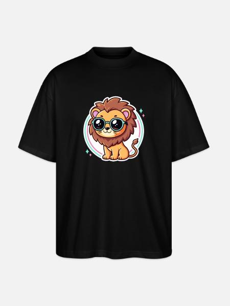 Löwenjunge-Pastellbrille - Stanley/Stella Oversized Unisex Bio T-Shirt Blaster 2.0 - Schwarz