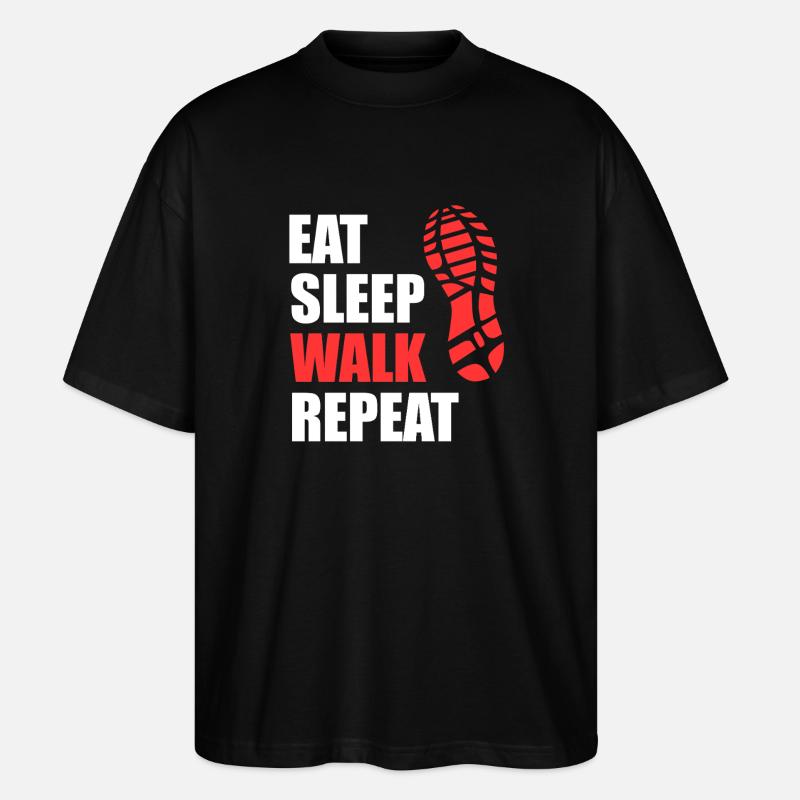 Spise Søvn Gå Gentag - Skoaftryk Vandring - Stanley/Stella Oversize Unisex Øko T-shirt Blaster 2.0 - sort