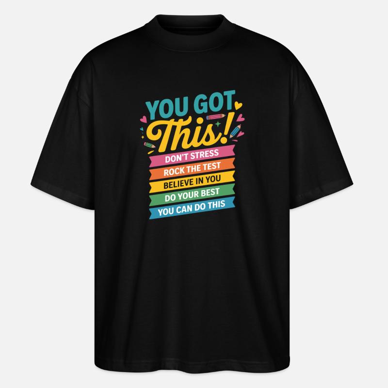 Du Packst Das Motivationsbanner - Stanley/Stella Oversized Unisex Bio T-Shirt Blaster 2.0 - Schwarz
