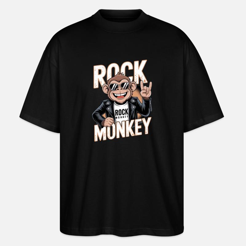 Rock Monkey Monkey Rocker Solbriller Læderjakke - Stanley/Stella Oversize Unisex Øko T-shirt Blaster 2.0 - sort