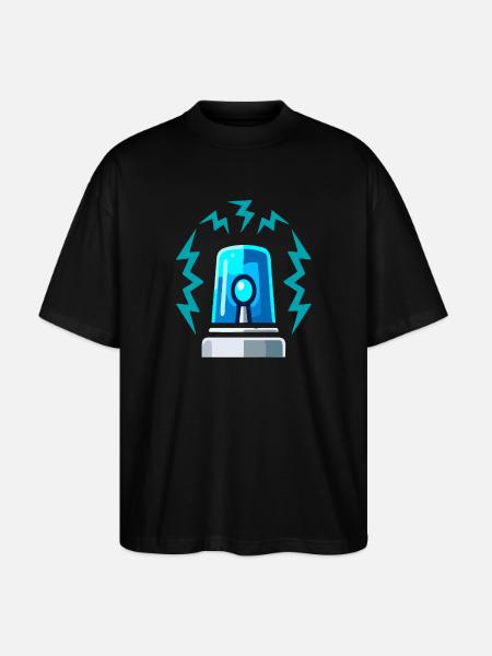 Blaulicht Sirene Alarm Illustration - Stanley/Stella Oversized Unisex Bio T-Shirt Blaster 2.0 - Schwarz