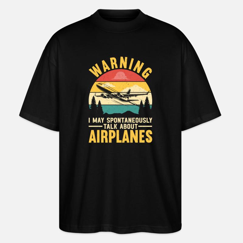 Flugzeug Flug Pilot Flugzeug Fluggesellschaft - Stanley/Stella Oversized Unisex Bio T-Shirt Blaster 2.0 - Schwarz