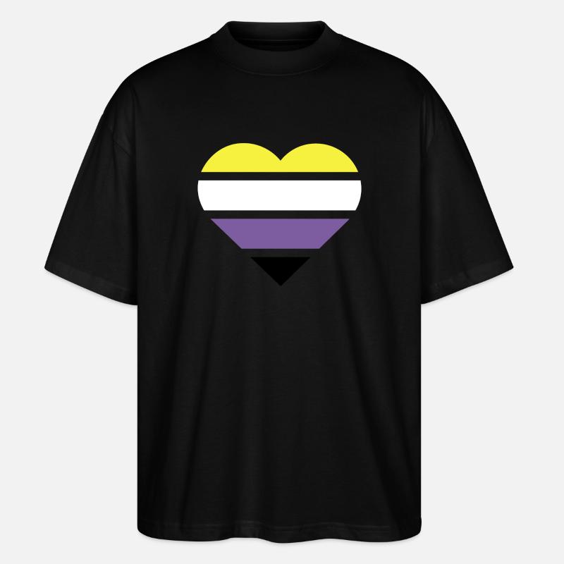 Pride Flag Heart · Nonbinary - Stanley/Stella Oversized Unisex Organic T-shirt Blaster 2.0 - black