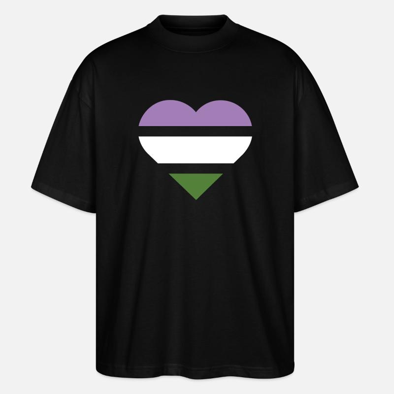 Pride Flag Heart · Genderqueer - Stanley/Stella Oversized Unisex Bio T-Shirt Blaster 2.0 - Schwarz