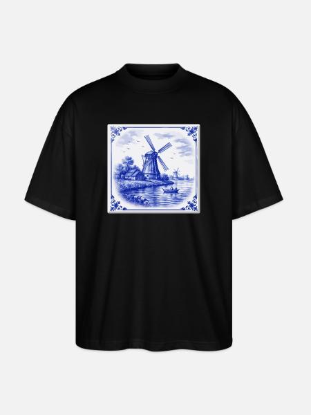 Delft Windmill by the Lake - Stanley/Stella Oversized Unisex Organic T-shirt Blaster 2.0 - black