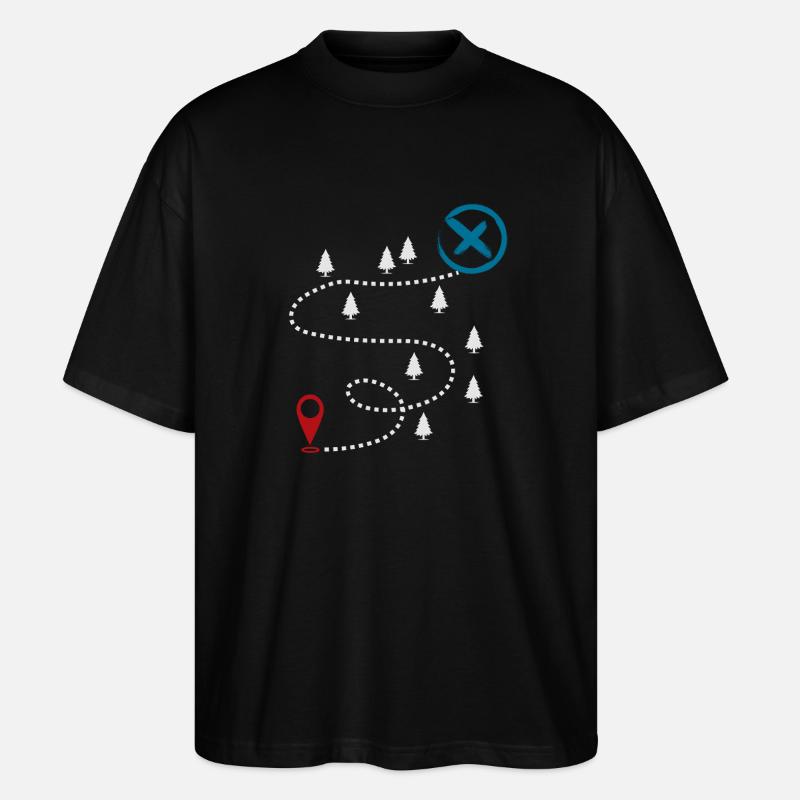 Carte d’aventure graphique de géocaching - T-shirt bio Blaster 2.0 coupe oversize Stanley/Stella Unisexe - noir