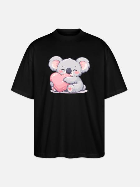 Kleiner Koala kuschelt Herz - Stanley/Stella Oversized Unisex Bio T-Shirt Blaster 2.0 - Schwarz