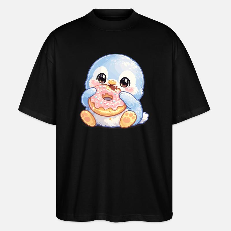 Kleiner Donut-Pinguin - Stanley/Stella Oversized Unisex Bio T-Shirt Blaster 2.0 - Schwarz