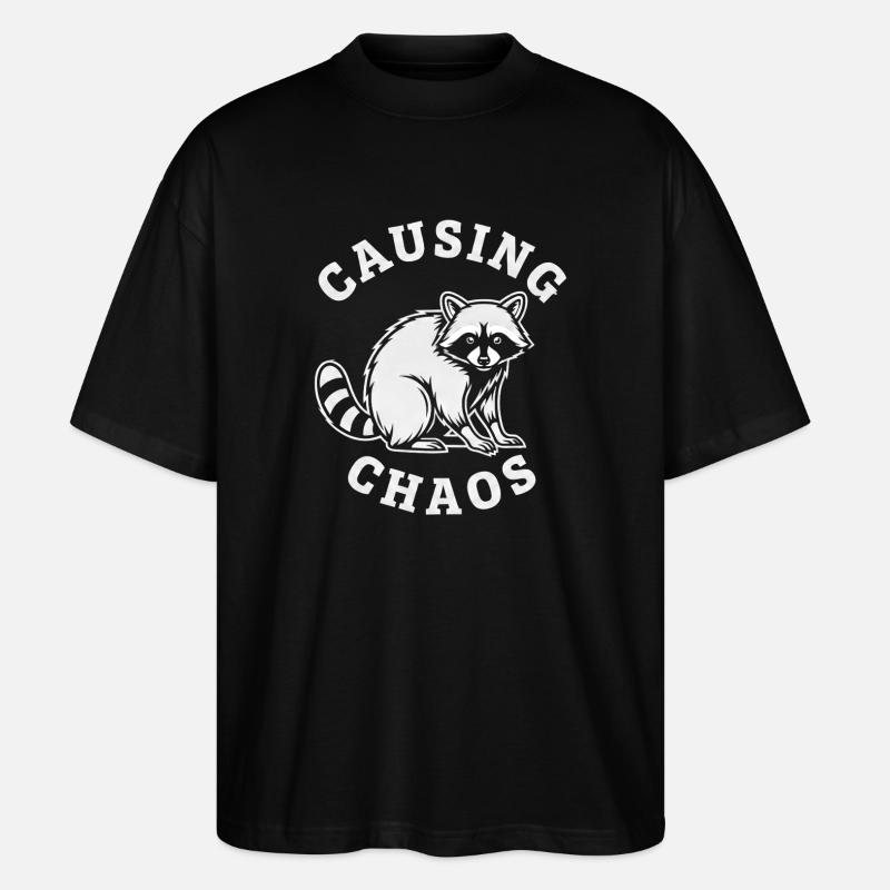 Chaotischer Waschbär Causing Chaos - Stanley/Stella Oversized Unisex Bio T-Shirt Blaster 2.0 - Schwarz