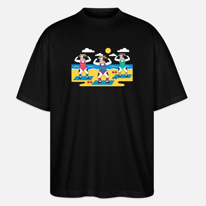 Plage de Yoga des Vaches - T-shirt bio Blaster 2.0 coupe oversize Stanley/Stella Unisexe - noir