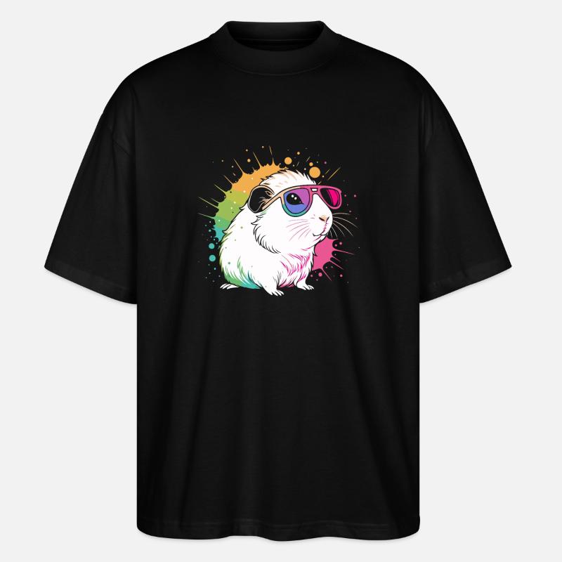 Hamster Pop Art Bunte Brille - Stanley/Stella Oversized Unisex Bio T-Shirt Blaster 2.0 - Schwarz