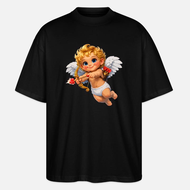 Amor mit Bogen-Liebesflamme - Stanley/Stella Oversized Unisex Bio T-Shirt Blaster 2.0 - Schwarz