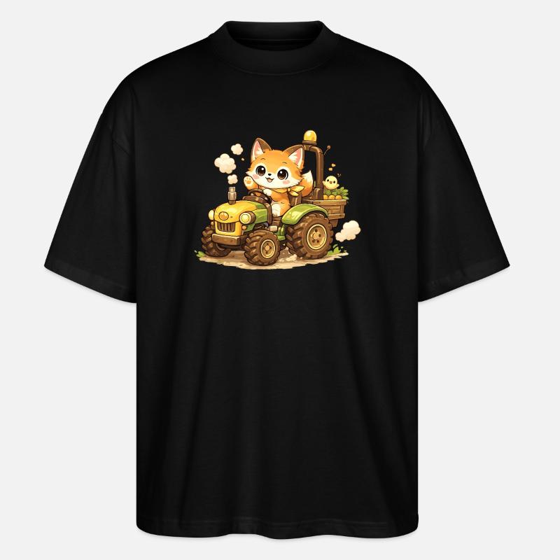 Fuchs auf dem Traktor - Stanley/Stella Oversized Unisex Bio T-Shirt Blaster 2.0 - Schwarz