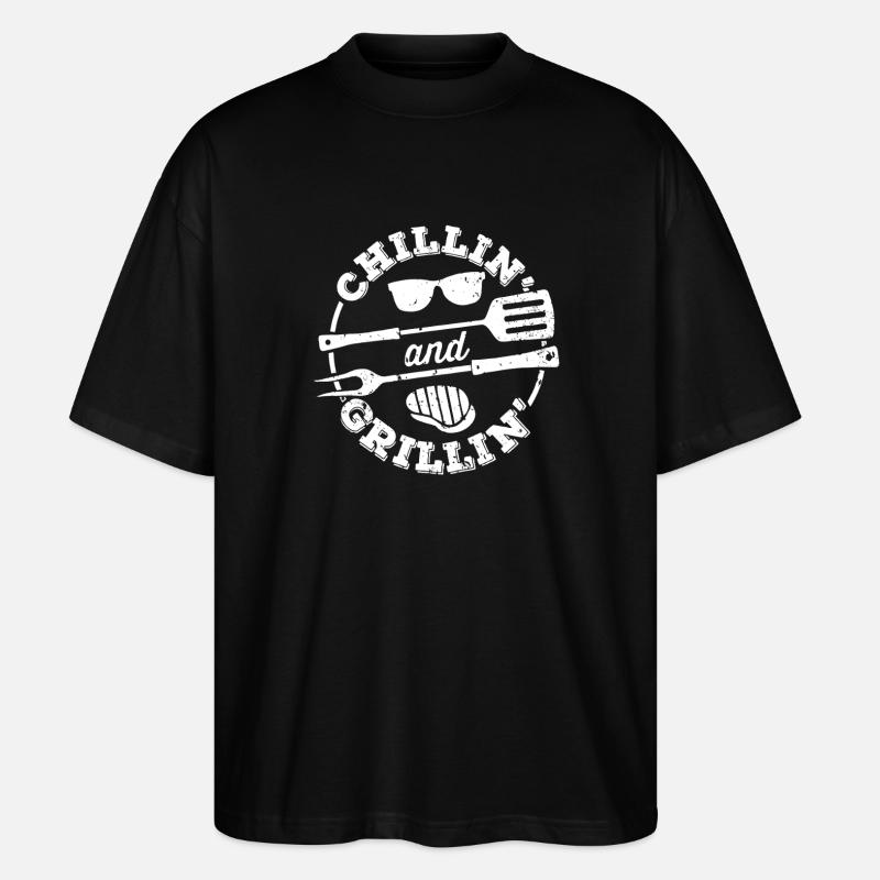 Icône barbecue grillé et piment - T-shirt bio Blaster 2.0 coupe oversize Stanley/Stella Unisexe - noir