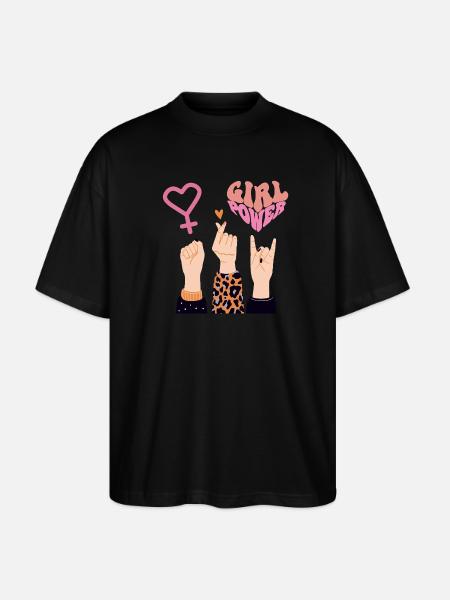 GIRL POWER, SISTERS, LOVE & ROCK ON! 💪❤️♀️ - Stanley/Stella Oversized Unisex Organic T-shirt Blaster 2.0 - black