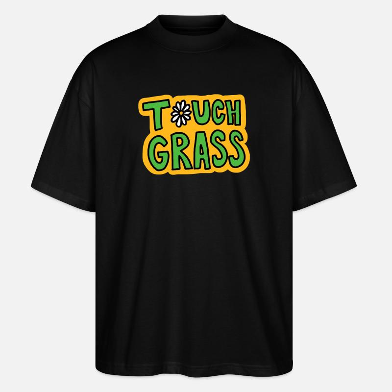 Retro "Touch Grass" Gänseblümchen - Stanley/Stella Oversized Unisex Bio T-Shirt Blaster 2.0 - Schwarz