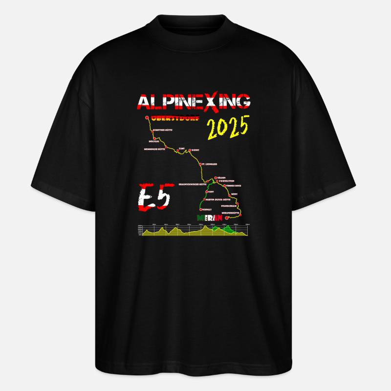 E5 Oberstdorf Meran 2025 - Stanley/Stella Oversized Unisex Bio T-Shirt Blaster 2.0 - Schwarz