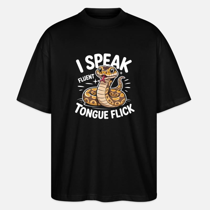 Langue Fluide | Humour du Python Roi - T-shirt bio Blaster 2.0 coupe oversize Stanley/Stella Unisexe - noir