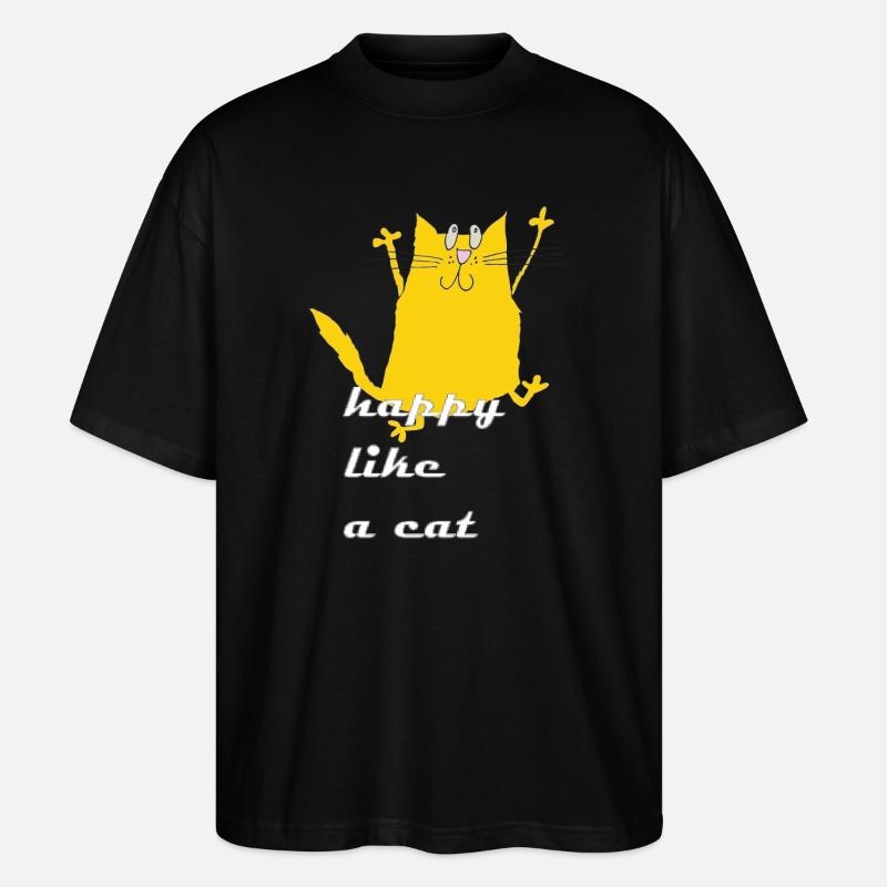 Dessin animé Chat Joyeux - T-shirt bio Blaster 2.0 coupe oversize Stanley/Stella Unisexe - noir