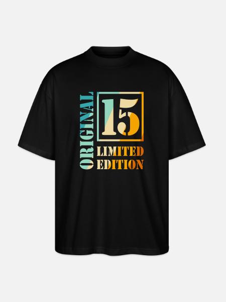 15th Birthday Boy Girl Teenager Level 15 - Stanley/Stella Oversized Unisex Organic T-shirt Blaster 2.0 - black