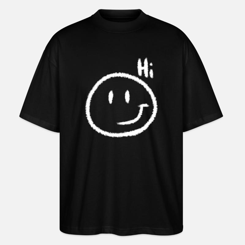 Hi Smile & Text | Kreide-Look - Stanley/Stella Oversized Unisex Bio T-Shirt Blaster 2.0 - Schwarz