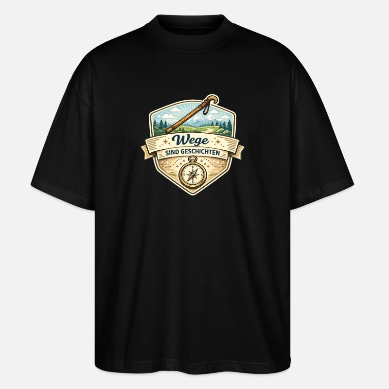 Wege Sind Geschichten Badge - Stanley/Stella Oversized Unisex Bio T-Shirt Blaster 2.0 - Schwarz