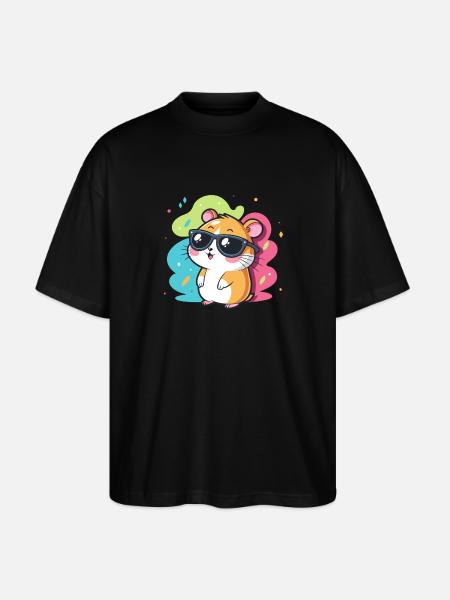 Hamster Fun Lunettes Cool - T-shirt bio Blaster 2.0 coupe oversize Stanley/Stella Unisexe - noir