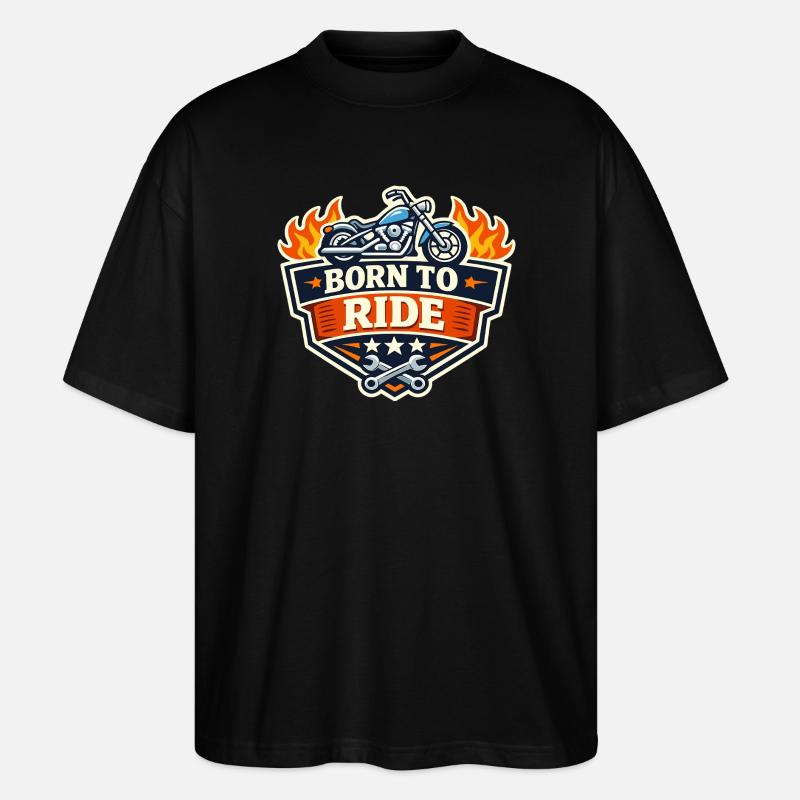 BornToRide Motorrad Logo - Stanley/Stella Oversized Unisex Bio T-Shirt Blaster 2.0 - Schwarz